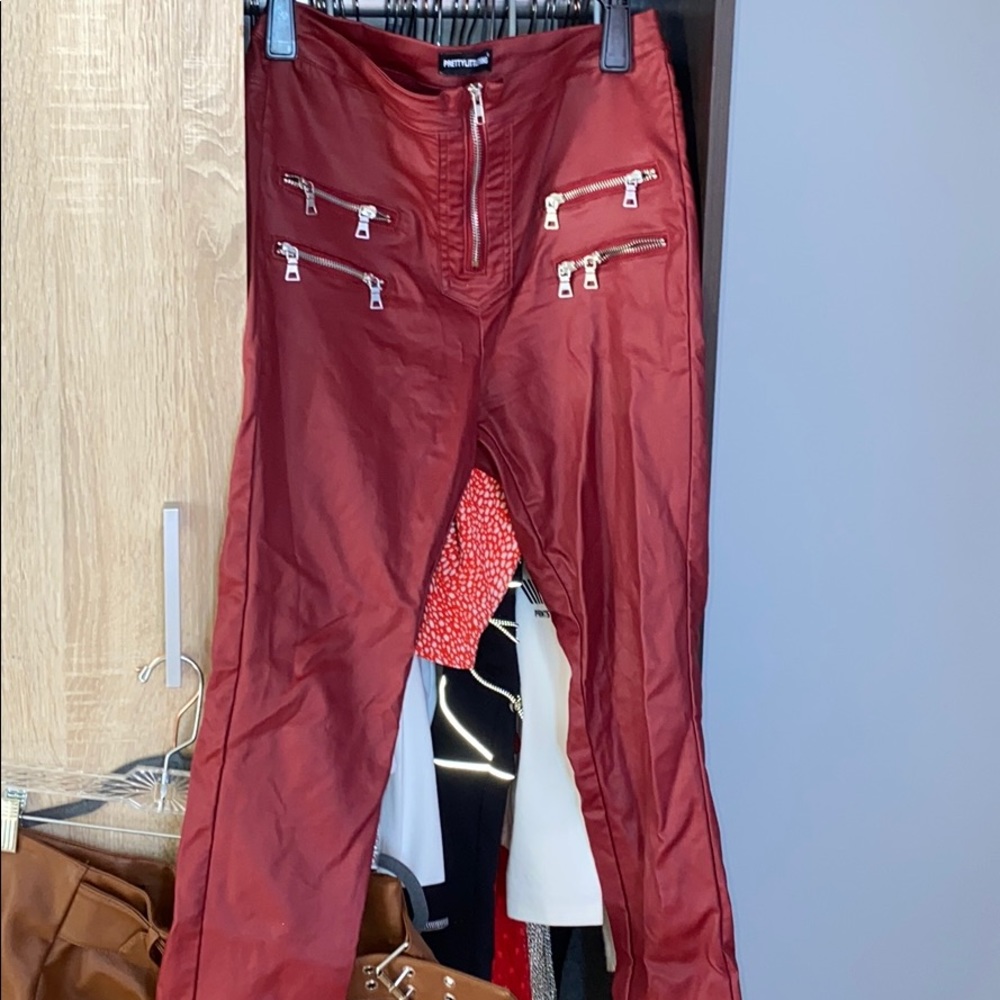 Burgundy Pretty Little Thing Faux Leather Pants